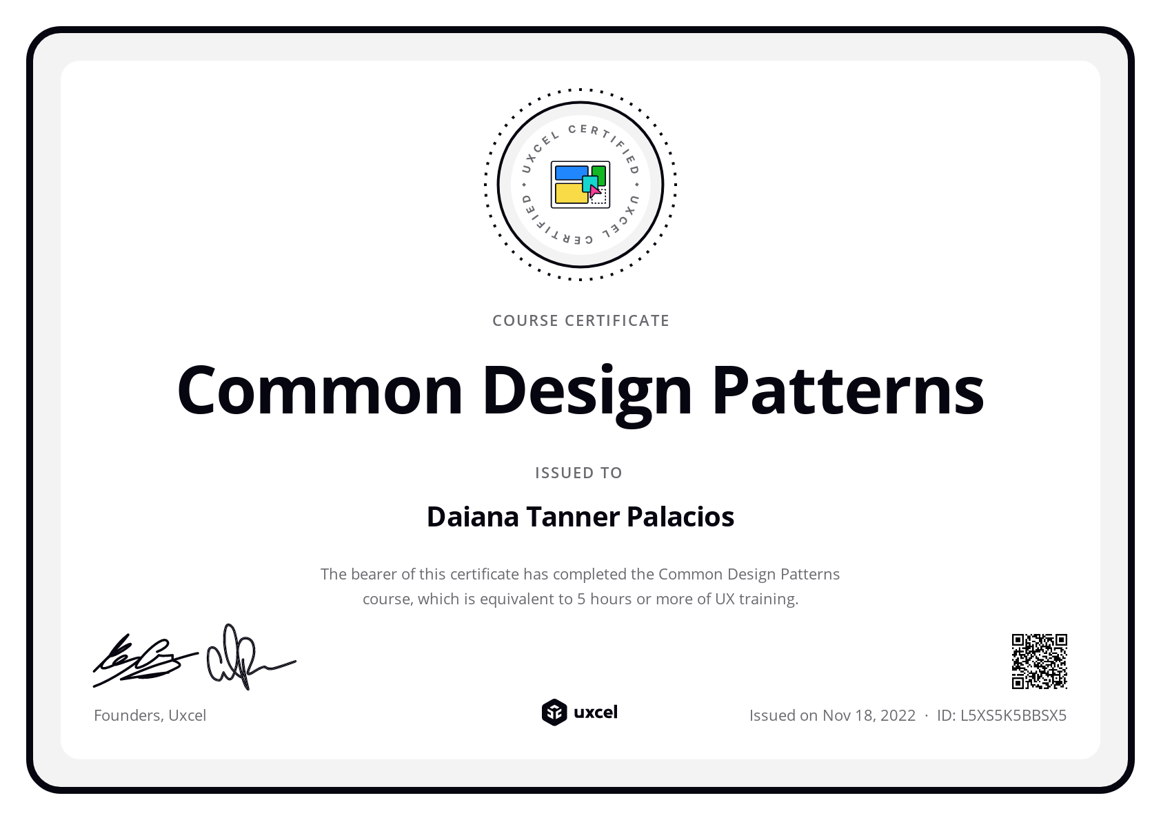 Daiana Tanner Palacios's certificate